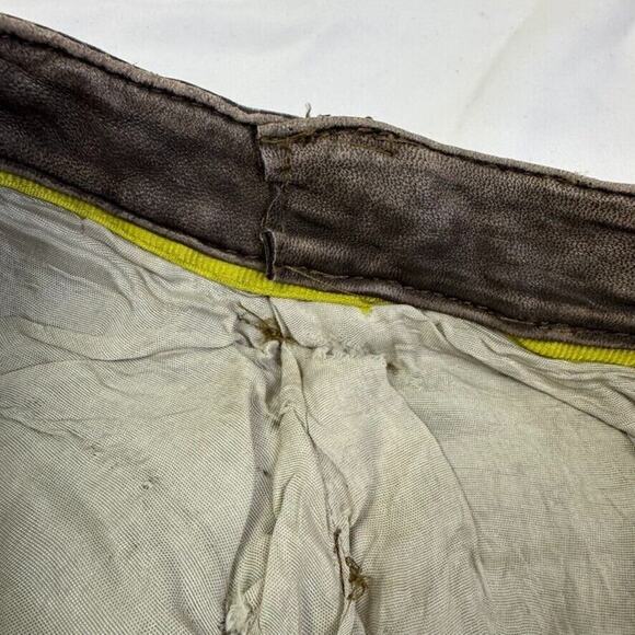 Doma Lamb Leather Mini Shorts 28" S Grey Brown Washed Vintage Finish $500 - Picture 9 of 16